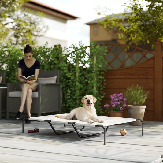 Large Dog Bed, Elevated Outdoor Cot, Breathable Mesh, Beige Elevated Dog Beds Black, Beige, White at Gallery Canada