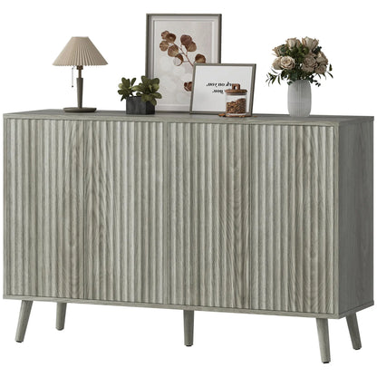 Fluted Sideboard with Adjustable Shelves, Light Grey Bar Cabinets Distressed Light Grey at Gallery Canada