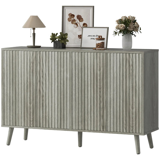 Fluted Sideboard with Adjustable Shelves, Light Grey Bar Cabinets Distressed Light Grey at Gallery Canada