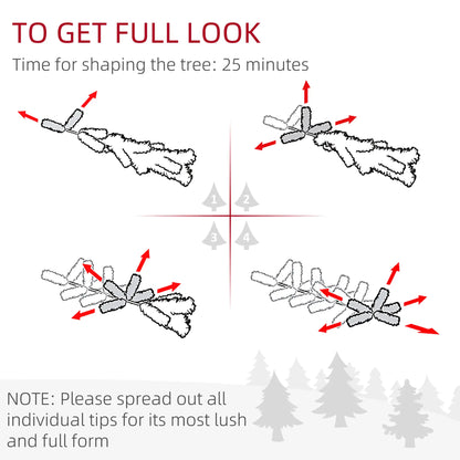 6ft Flocked Pencil Christmas Tree, 479 Branch Tips, Metal Base