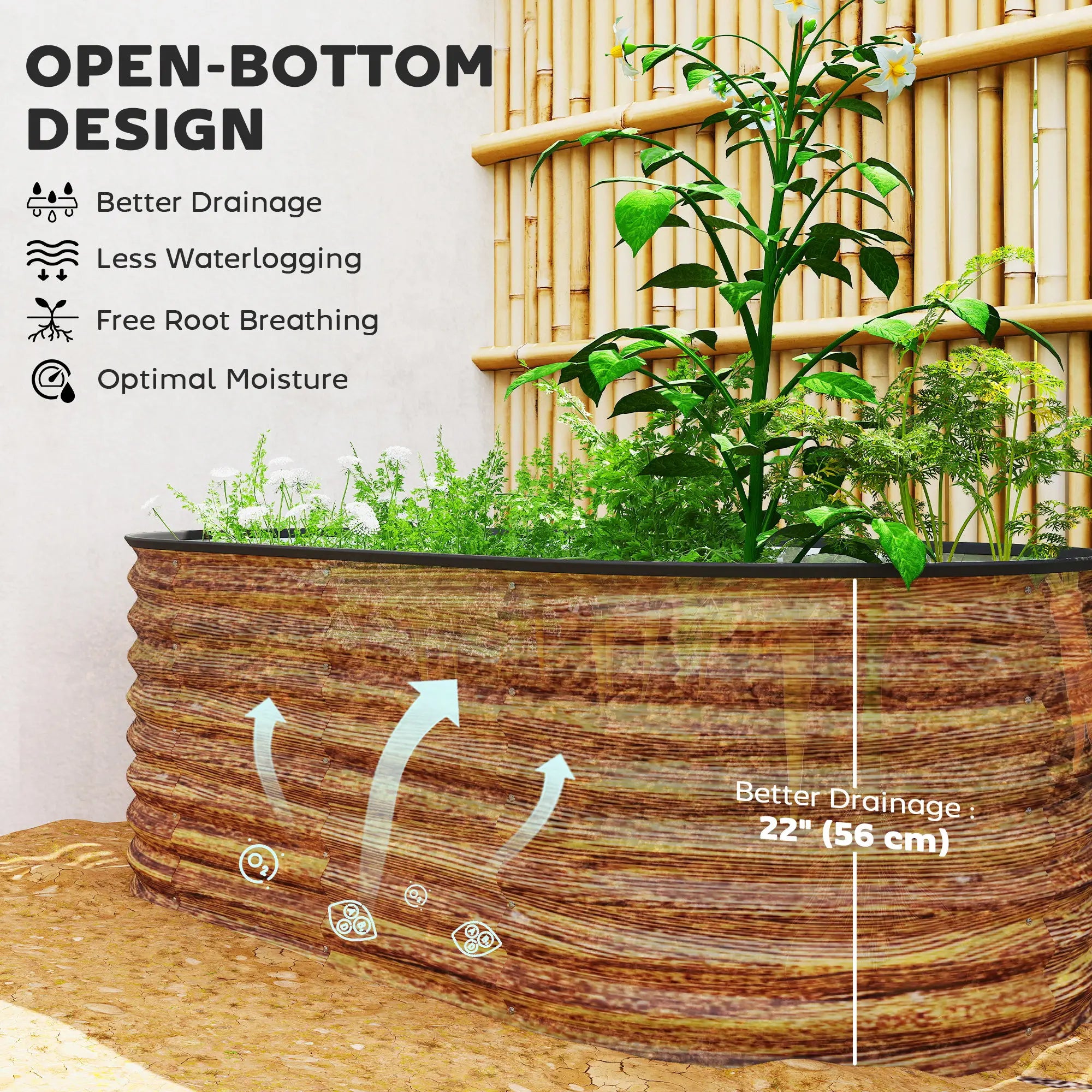 Galvanized Raised Garden Bed, 5 x 2.5 x 2 ft, Brown Wood Effect, Brown Galvanized Planter Boxes at Gallery Canada