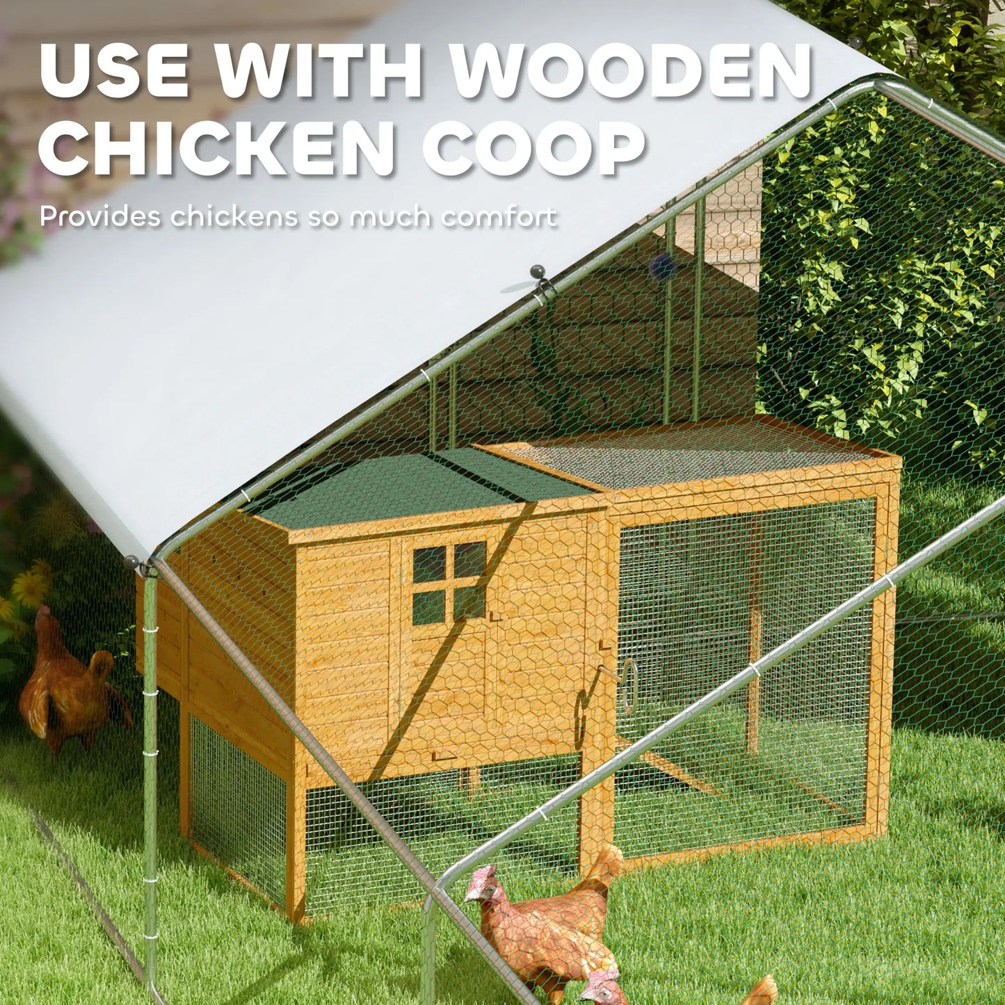 Metal Chicken Coop, Water UV Protection Cover, 9.8' x 32.8' x 6.4' Chicken Coops at Gallery Canada