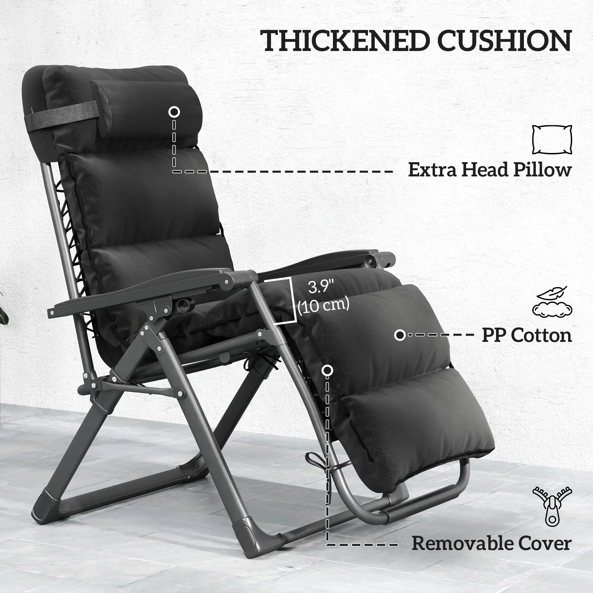 2pcs Zero Gravity Chair, Adjustable Backrest, Folding Sun Lounger, Grey Lounger Chairs at Gallery Canada