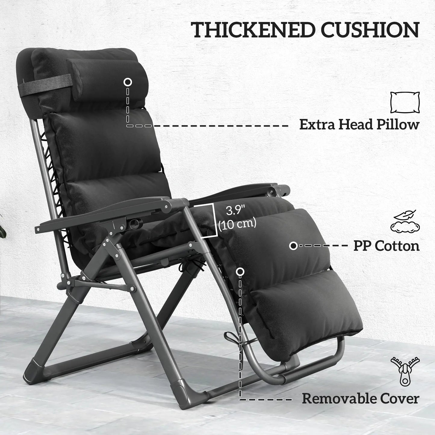 2pcs Zero Gravity Chair, Adjustable Backrest, Folding Sun Lounger, Grey Lounger Chairs at Gallery Canada