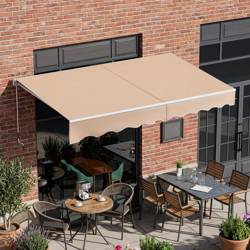 8FT × 6.5FT Retractable Aluminum Patio Sun Awning, Beige