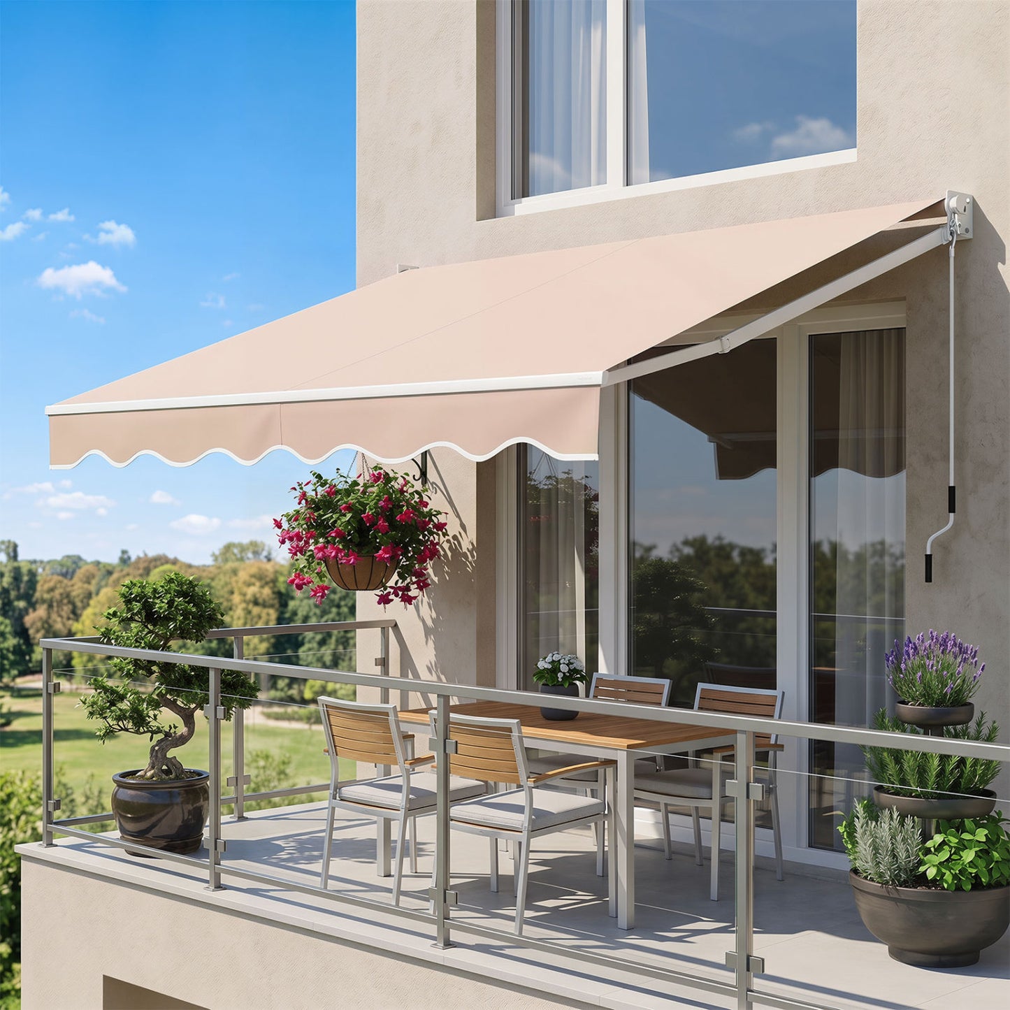8FT × 6.5FT Retractable Aluminum Patio Sun Awning, Beige Canopies at Gallery Canada