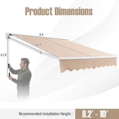 8FT × 6.5FT Retractable Aluminum Patio Sun Awning, Beige Canopies at Gallery Canada