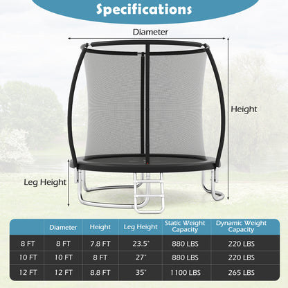 8FT Outdoor Heavy-Duty Trampoline, Black Trampolines at Gallery Canada