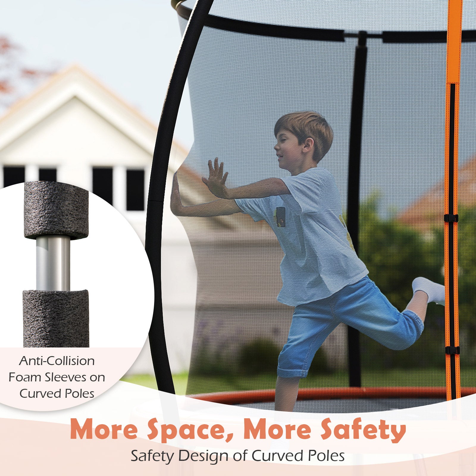 8FT Heavy-Duty Outdoor Trampoline, Orange Trampolines at Gallery Canada
