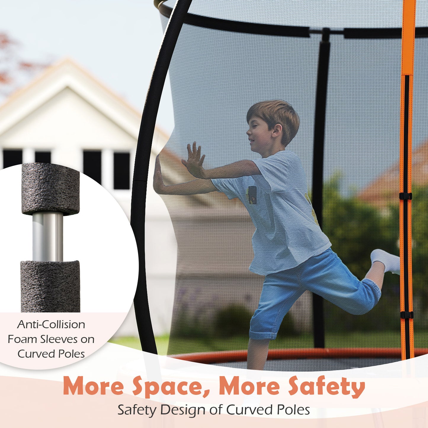 8FT Heavy-Duty Outdoor Trampoline, Orange Trampolines at Gallery Canada