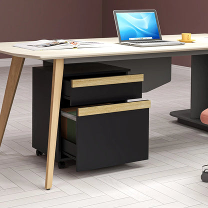 Mobile Filing Cabinet, 2 Drawers, 5 Wheels, Wood Grain, Black Office Cabinets & Cupboards at Gallery Canada