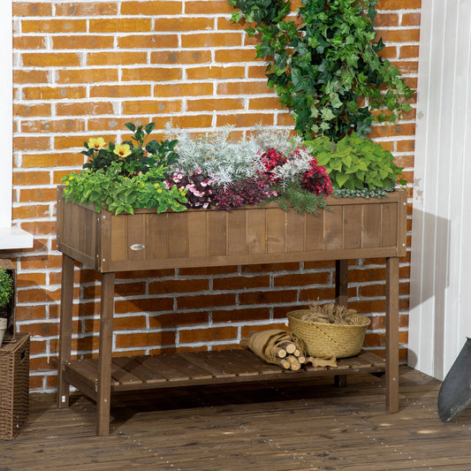 43.25" x 18" x 30" Raised Garden Bed, Wooden Plant Stand, Dark Brown Elevated Garden Beds Dark Brown at Gallery Canada