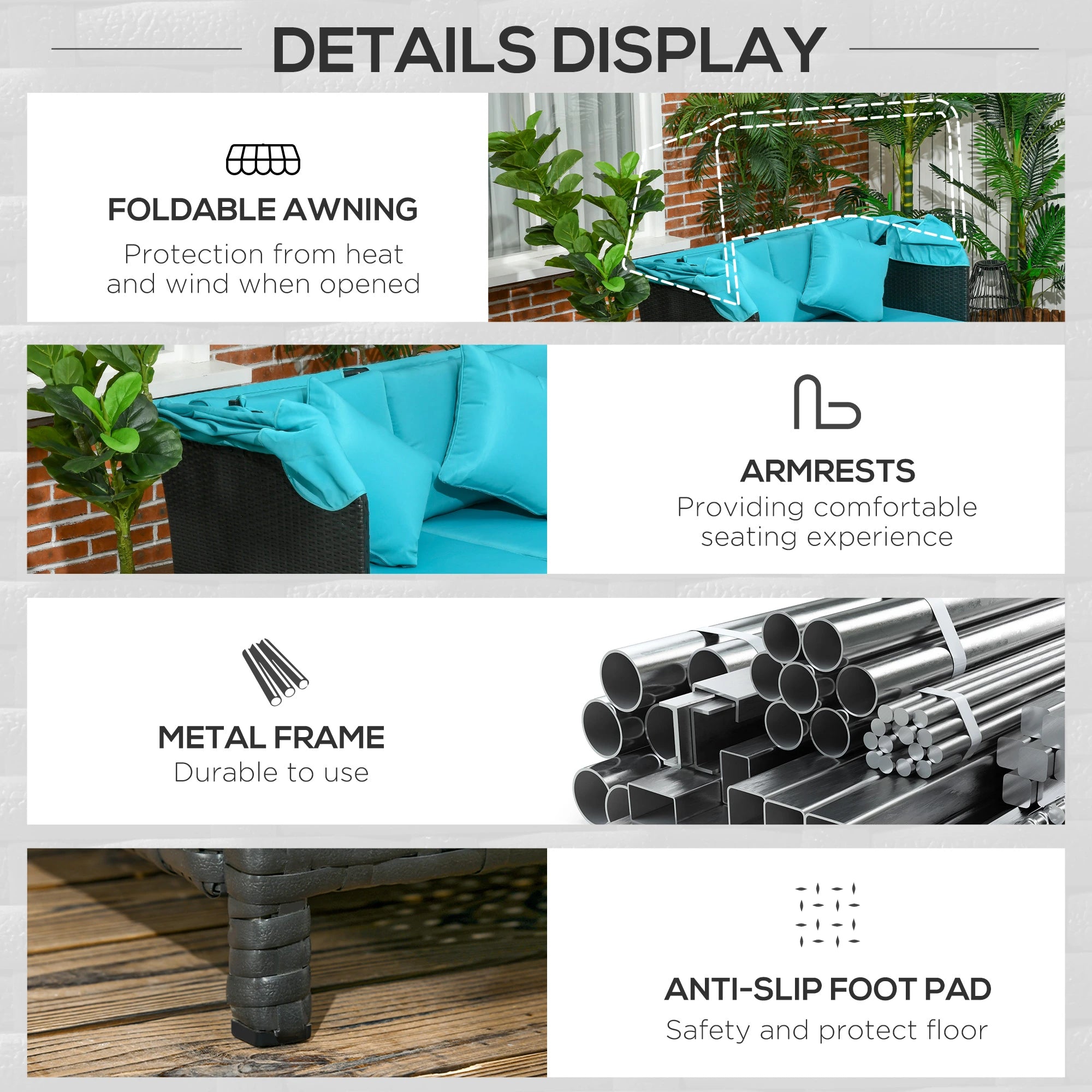 Outdoor Wicker Double Daybed, PE Rattan Sun Lounger for 2, Green Daybeds at Gallery Canada