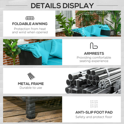 Outdoor Wicker Double Daybed, PE Rattan Sun Lounger for 2, Green Daybeds at Gallery Canada