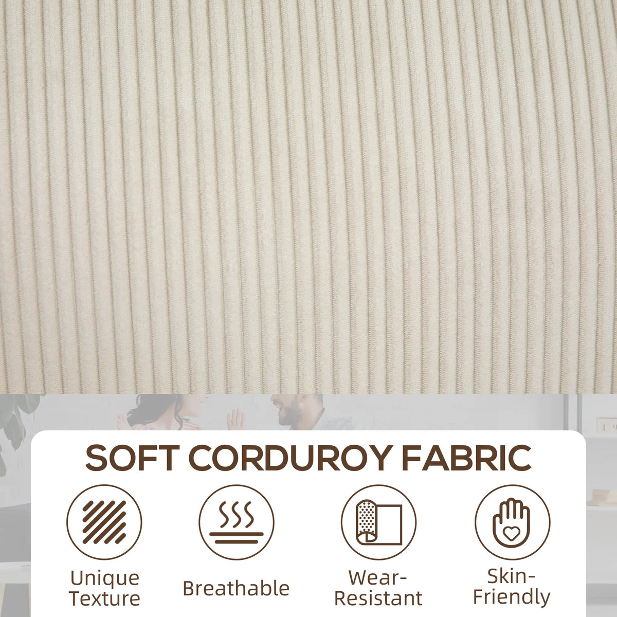 Three Seater Sofa, Fabric Couch with Spring Cushion, Cream White 3-Seater Sofas at Gallery Canada