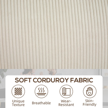 Three Seater Sofa, Fabric Couch with Spring Cushion, Cream White 3-Seater Sofas at Gallery Canada