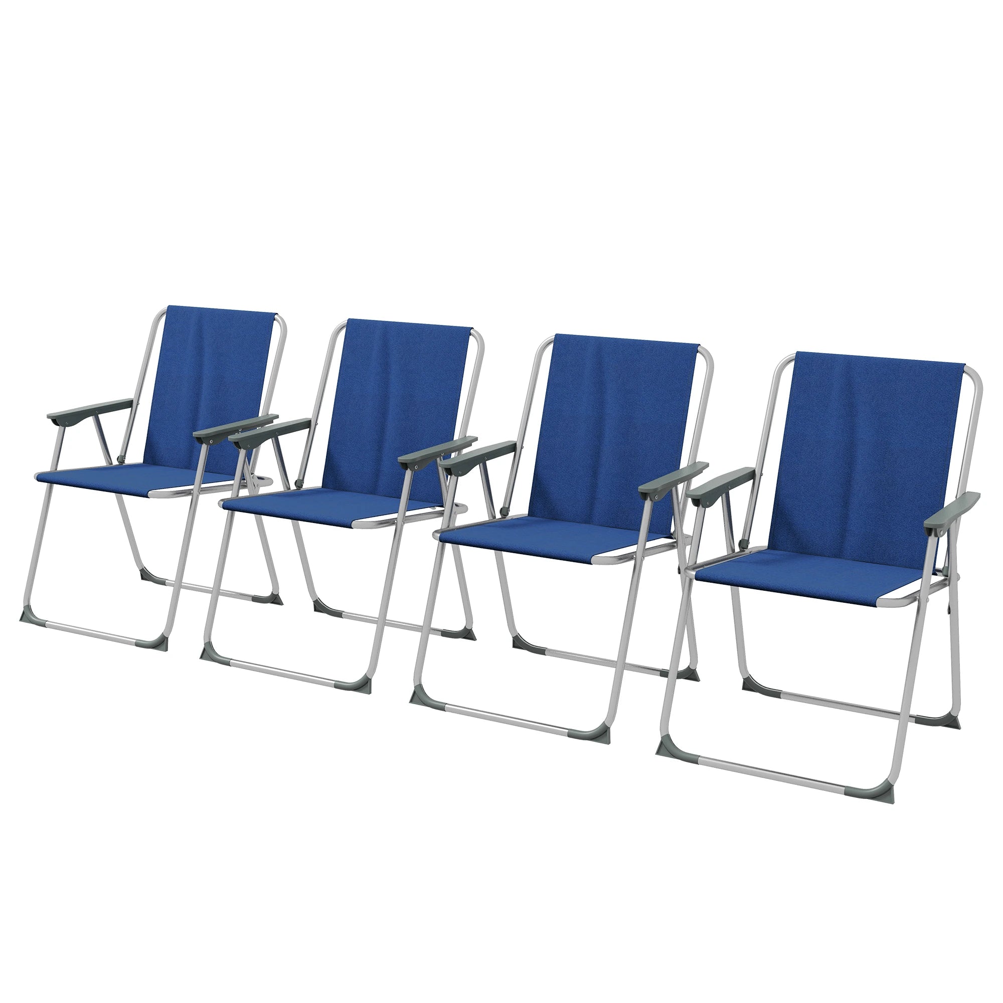 4 Pack Folding Camping Chairs, Oxford Fabric, Dark Blue Patio Chairs Silver, Dark Blue at Gallery Canada