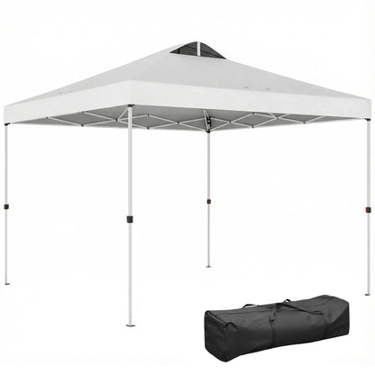 Tente à Dôme Pop-Up, Imperméable, 9,8' x 9,8', Avec Sac de Transport, Blanc