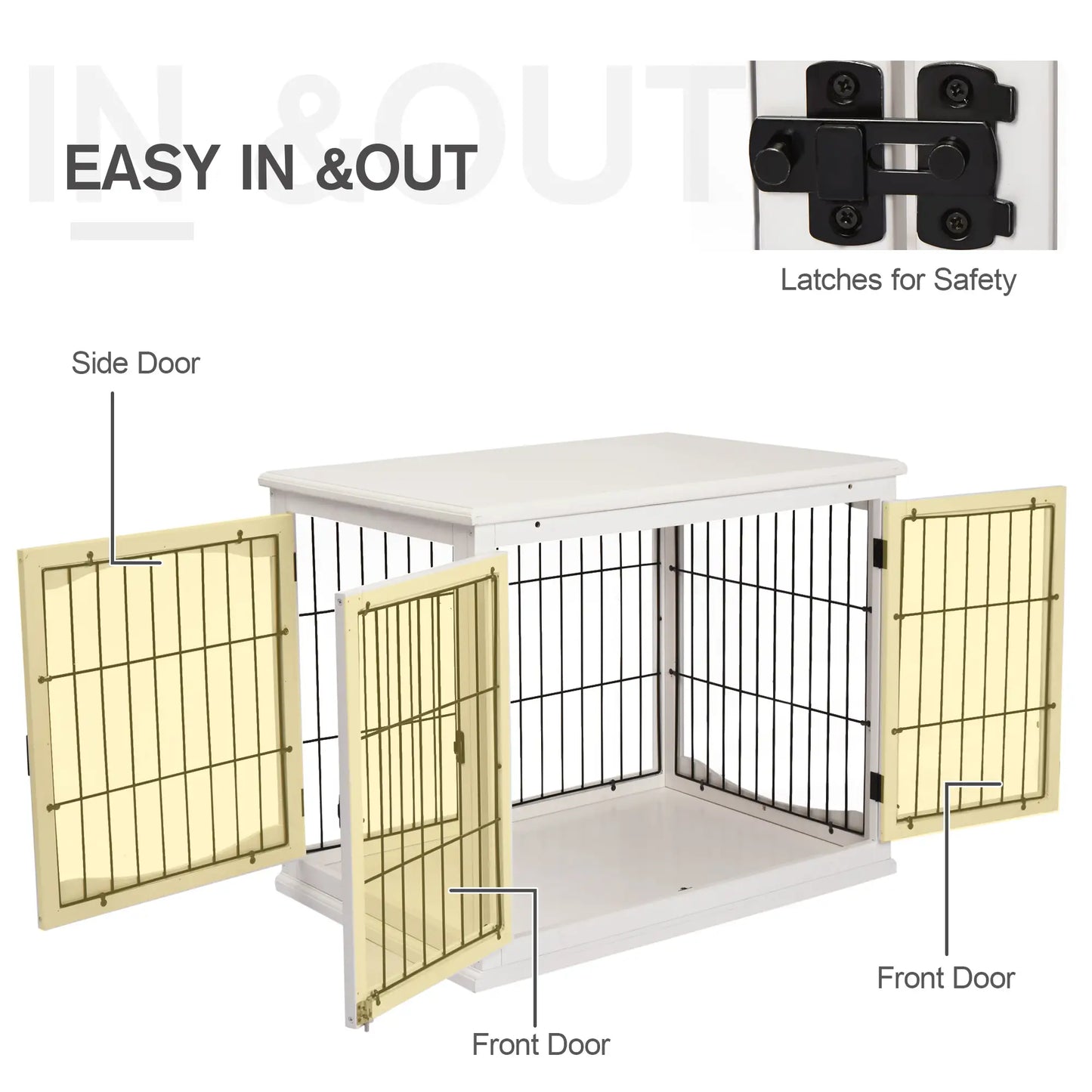 26" Wooden Dog Cage, Double Door, Modern Design, White Houses, Kennels & Pens at Gallery Canada