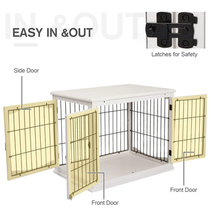 26" Wooden Dog Cage, Double Door, Modern Design, White Houses, Kennels & Pens at Gallery Canada