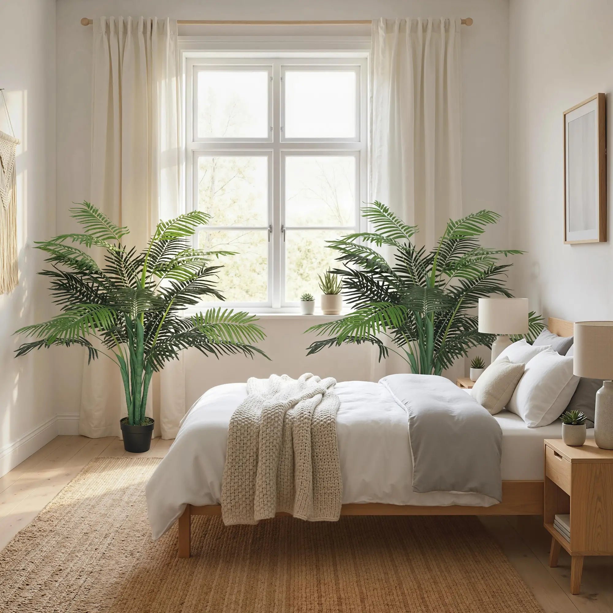 4FT Artificial Palm Tree Set Of 2, Faux Tropical Plant In Pot, Green Artificial Trees at Gallery Canada