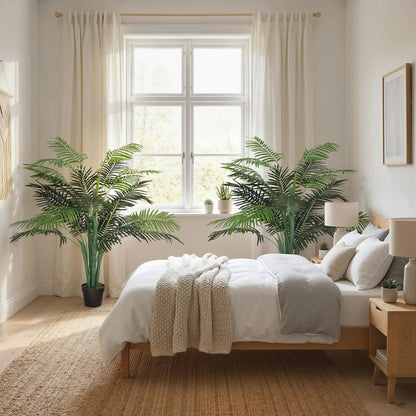 4FT Artificial Palm Tree Set Of 2, Faux Tropical Plant In Pot, Green Artificial Trees at Gallery Canada