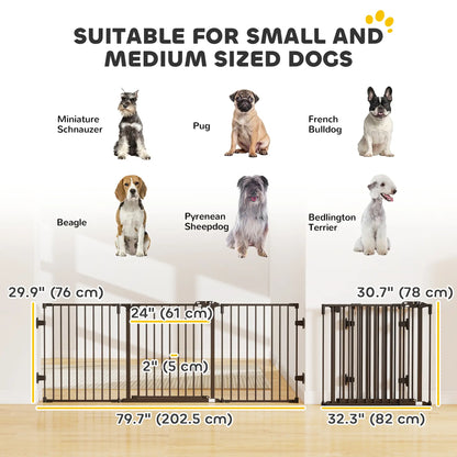 Barrière pour chien pliable avec porte, 3 panneaux en métal pour animal de compagnie, noir