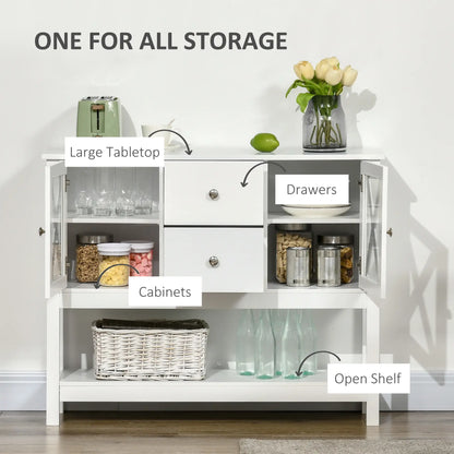 Modern Sideboard, Glass Door Buffet Cabinet, Adjustable Shelves, White Bar Cabinets at Gallery Canada