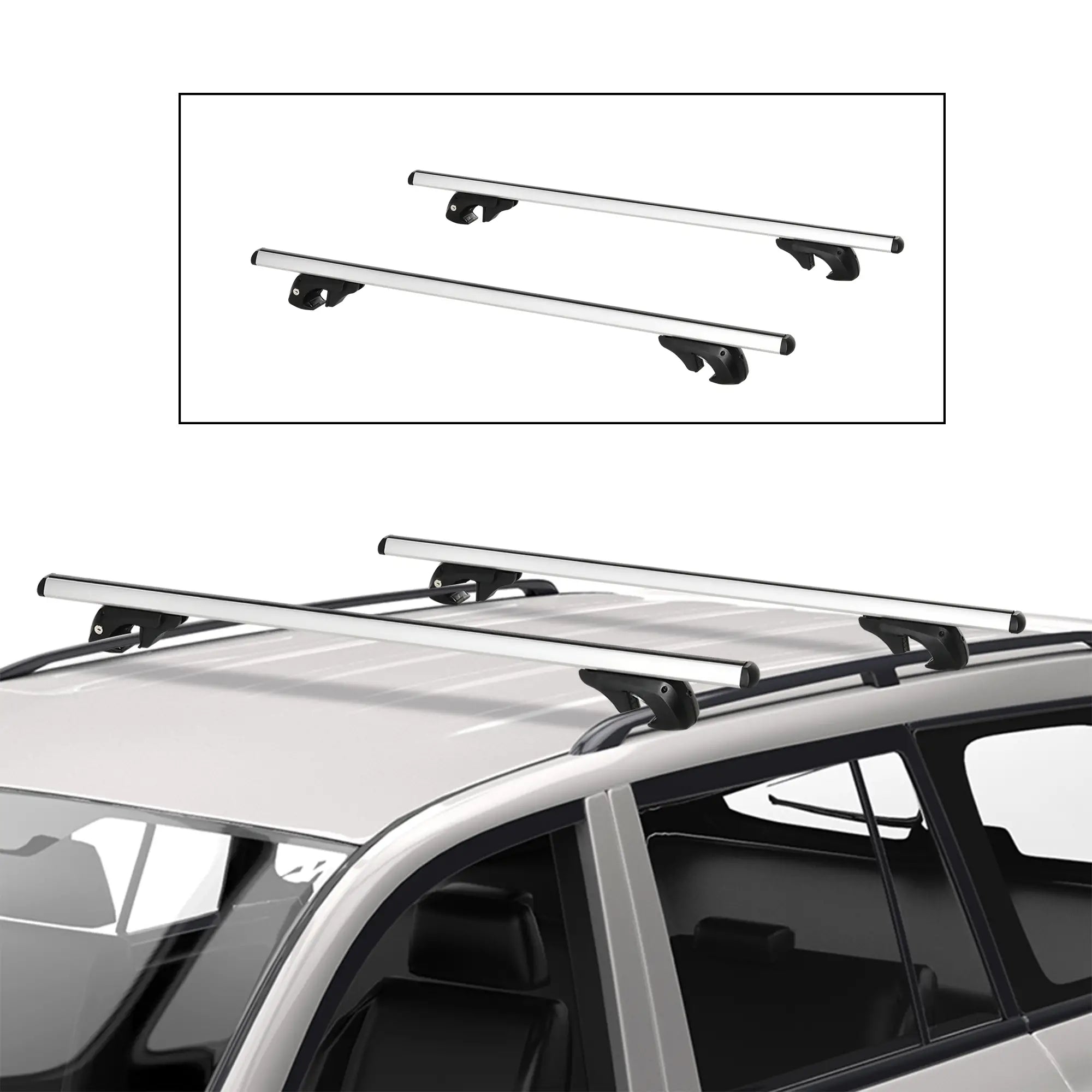 2pc Lockable Aluminum Roof Rack Cross Bars, Adjustable Luggage Carrier (53