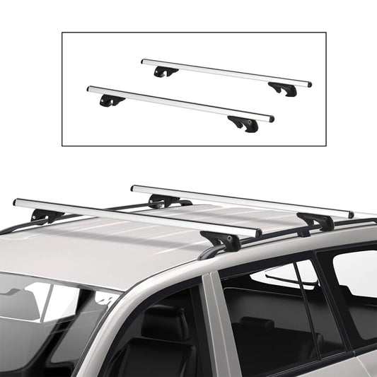 2pc Lockable Aluminum Roof Rack Cross Bars, Adjustable Luggage Carrier (53"), Silver Automotive Silver at Gallery Canada