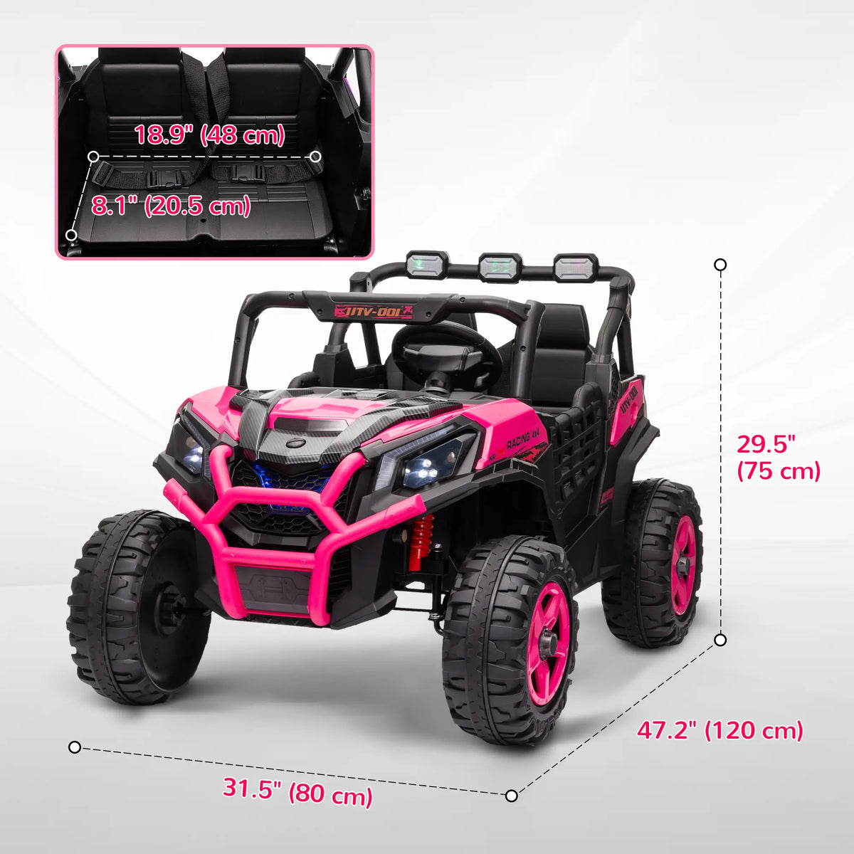 2 Seater 24V Kids Electric Car, Remote Control, 3 Speed, LED Lights, Pink Electric Toy Cars at Gallery Canada