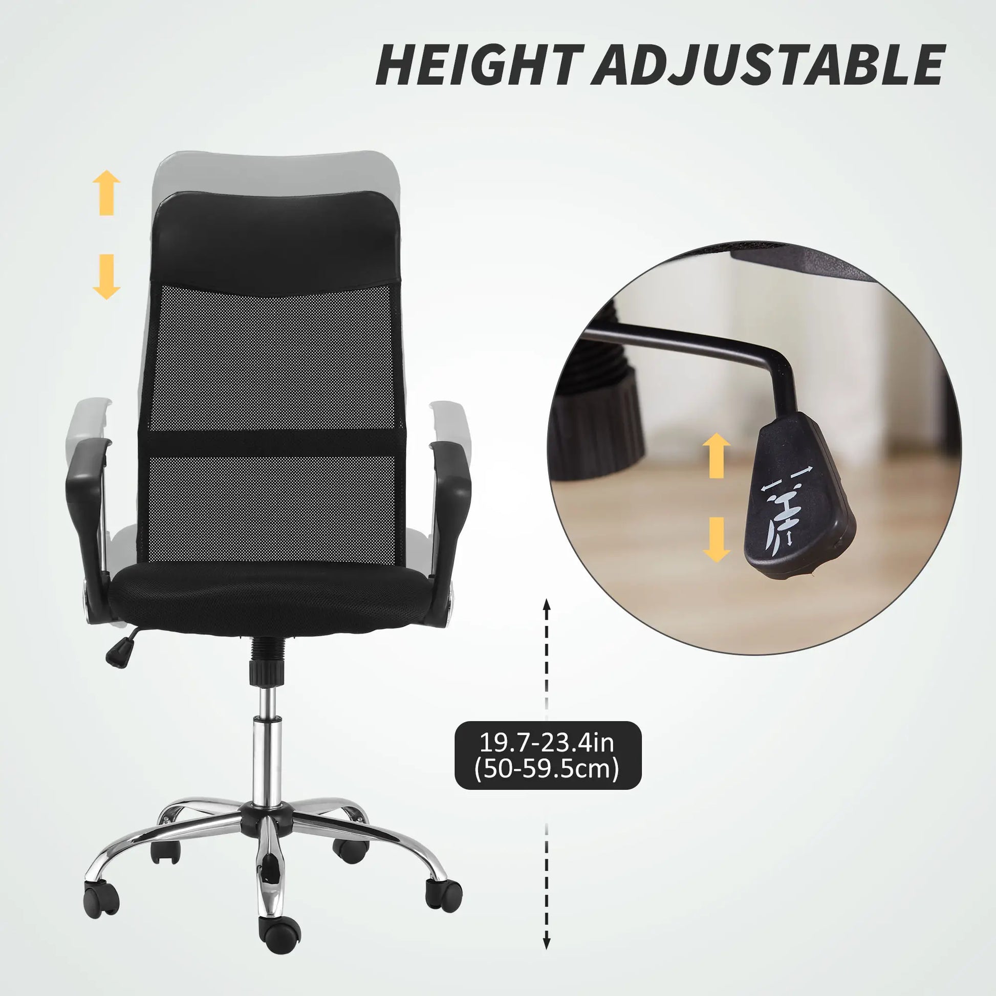 Ergonomic Mesh Office Chair, High Back, Adjustable Height, Black Task Chairs at Gallery Canada