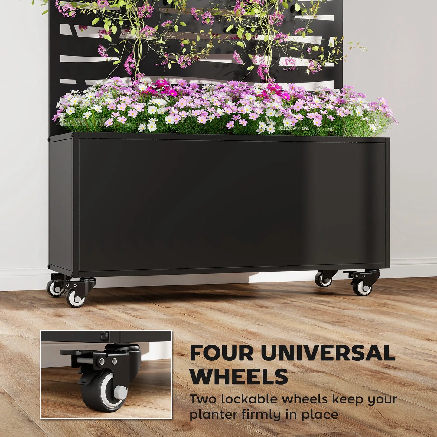 Metal Planter Box With Trellis, Raised Garden Bed With Privacy Screen