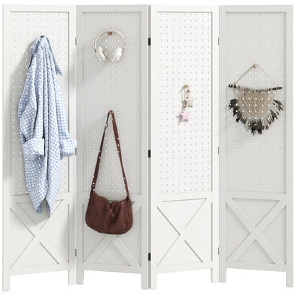 56.9" Wooden Room Divider, 4 Panel Folding Privacy Screen, White Room Dividers at Gallery Canada