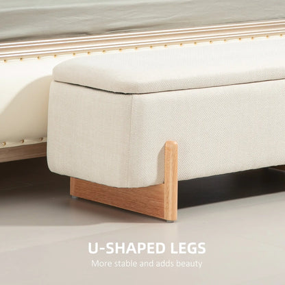 Linen-Look Storage Ottoman Bench, Cream White, Cream White Storage Ottomans & Benches at Gallery Canada