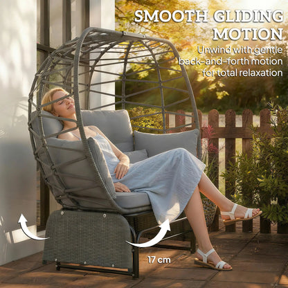 Double Outdoor Glider Egg Chair, With Cushions And Pillows, Dark Grey Outdoor Rocking Chairs at Gallery Canada