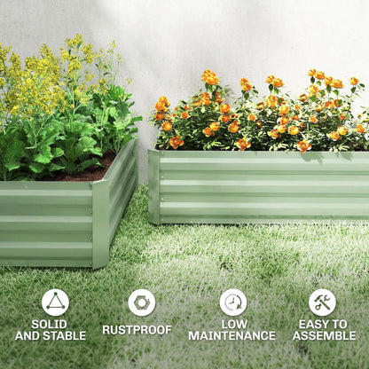 Galvanized Raised Garden Bed Set, 2 Light Green Planter Boxes, Light Green Galvanized Planter Boxes at Gallery Canada
