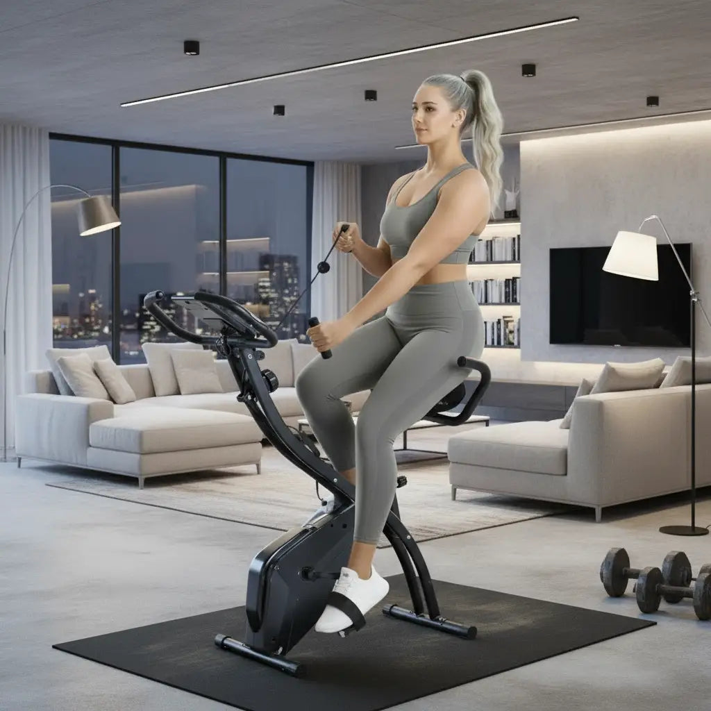 Folding Exercise Bike, 8-Level Magnetic Resistance, Adjustable Seat, Black Exercise & Stationary Bikes at Gallery Canada