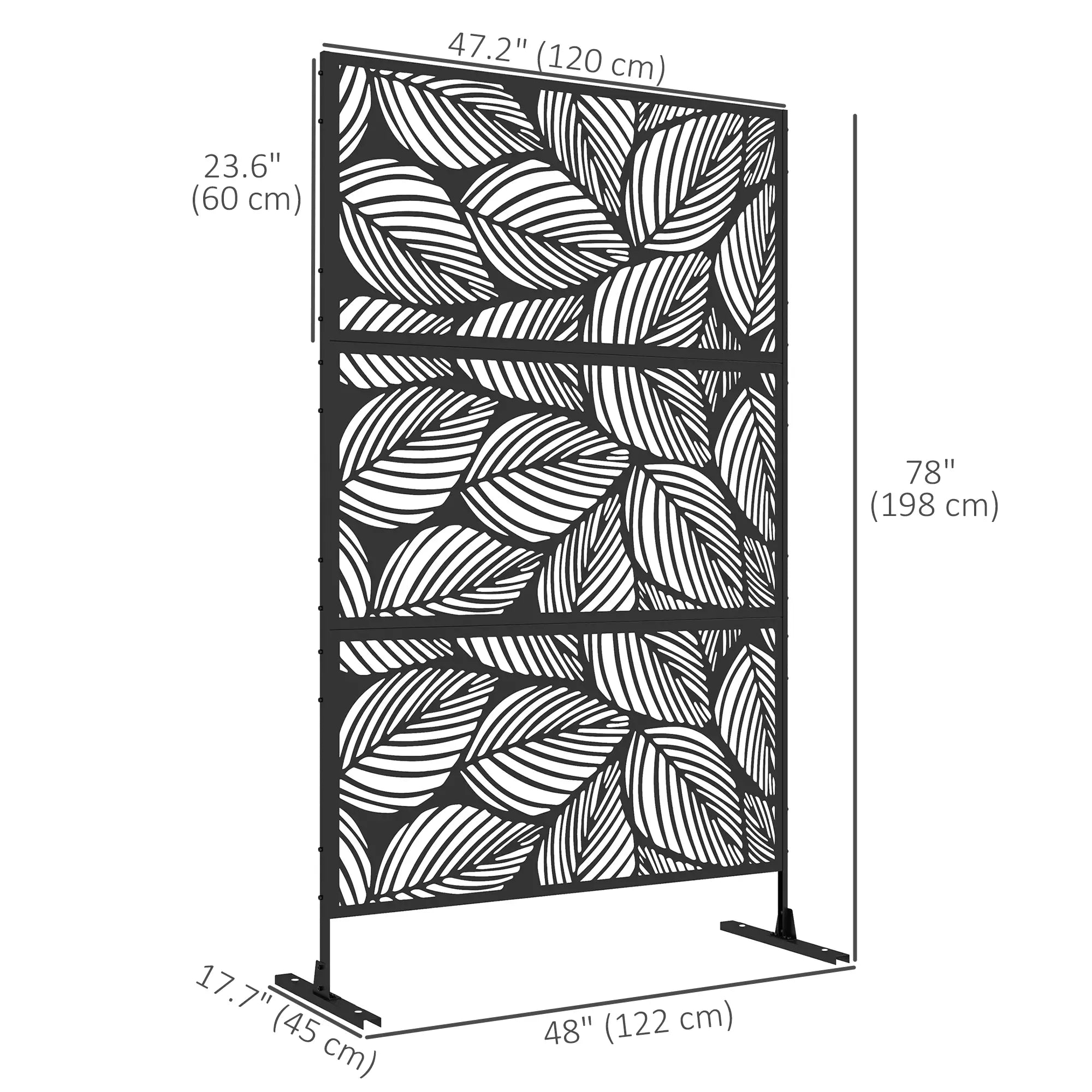 6.5FT Metal Privacy Screen, Leaf Style, Black Side Awnings at Gallery Canada