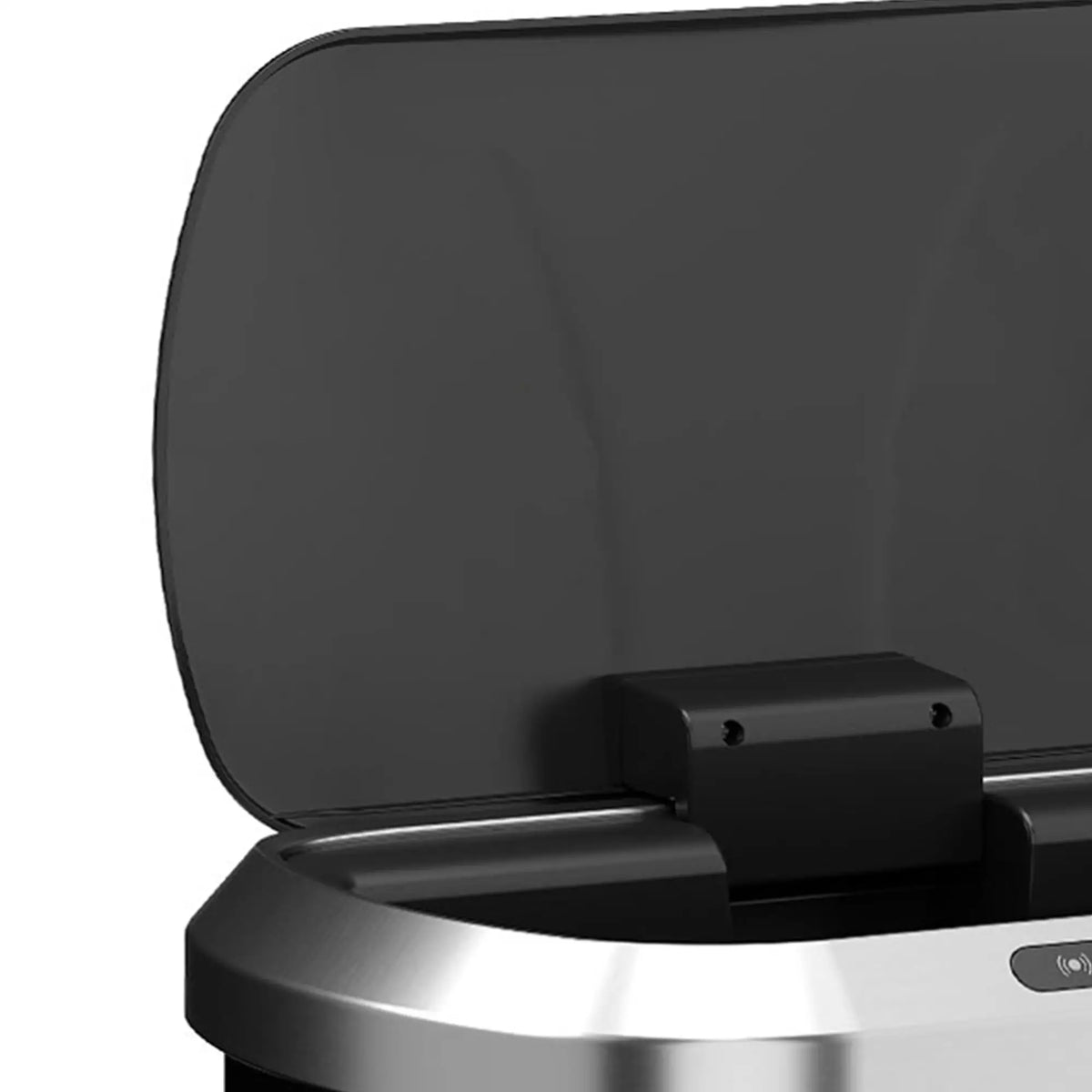 50L Touchless Trash Can, Black Stainless Steel Soft-Close Lid, Black