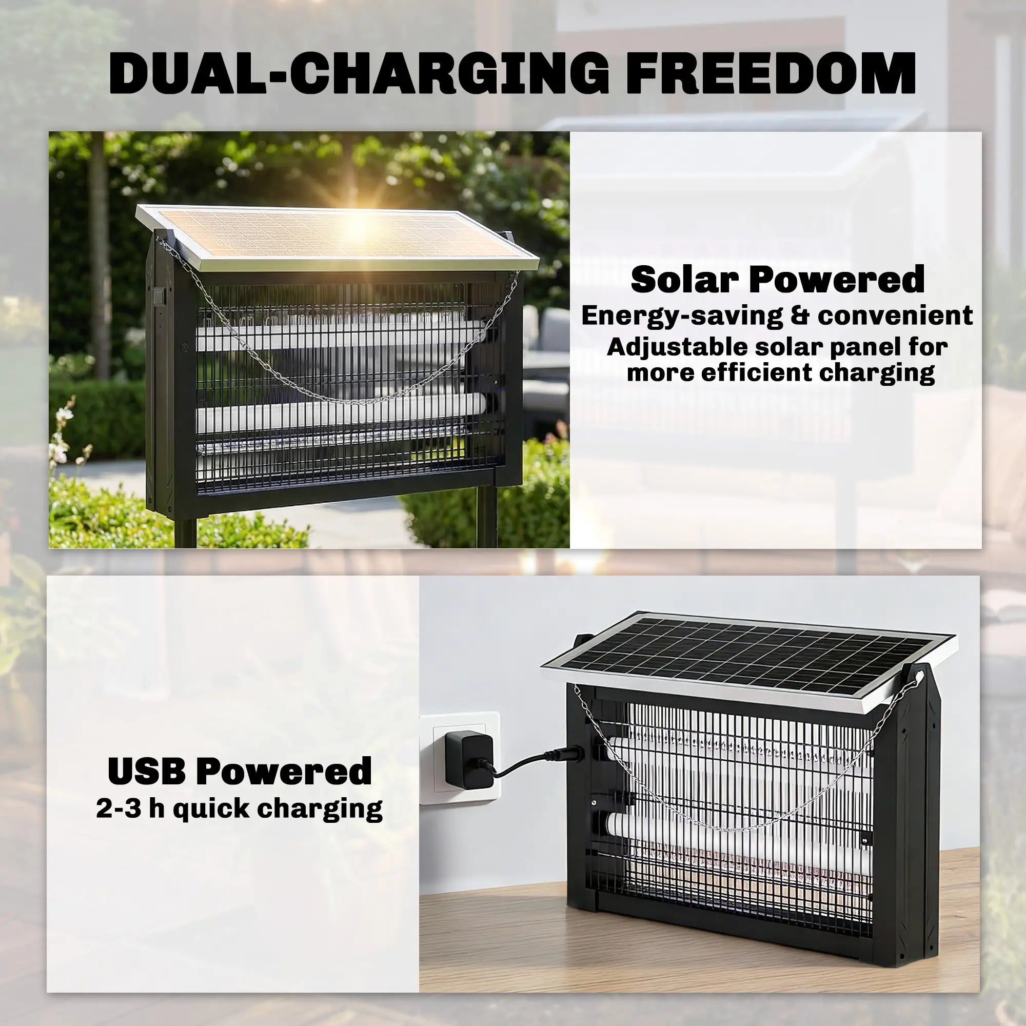 Solar Bug Zapper Outdoor, 3500 V Electric Mosquito Zapper, 14 ft Cord, Black Garden Accessories at Gallery Canada