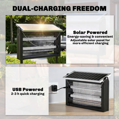 Solar Bug Zapper Outdoor, 3500 V Electric Mosquito Zapper, 14 ft Cord, Black Garden Accessories at Gallery Canada