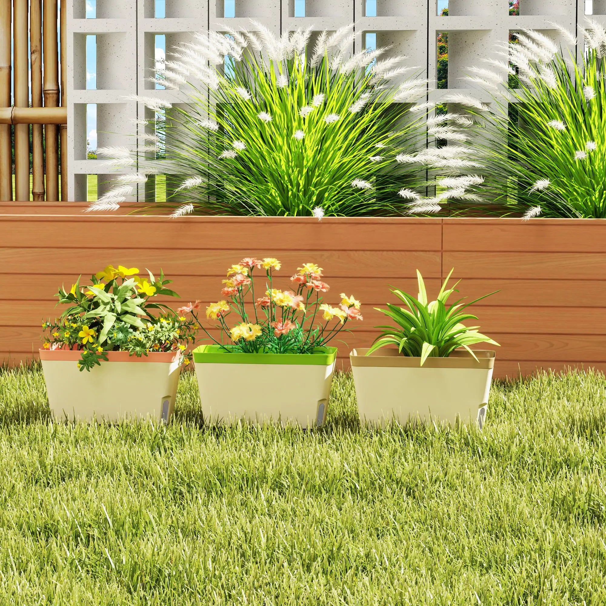 Self Watering Flower Pots, 10.5 Inch Planter Box With Water Level Indicator Garden Accessories at Gallery Canada