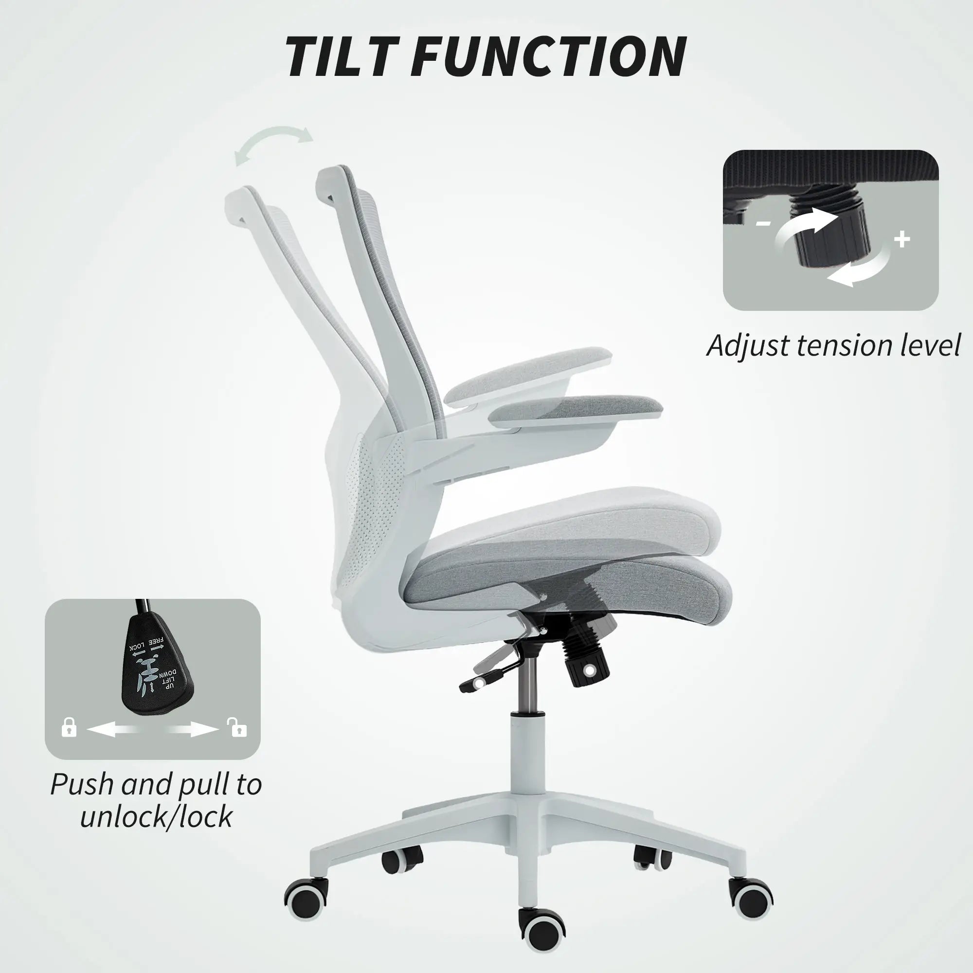 Ergonomic Office Chair, Adjustable Lumbar Support, Flip-Up Armrests, Grey Task Chairs at Gallery Canada