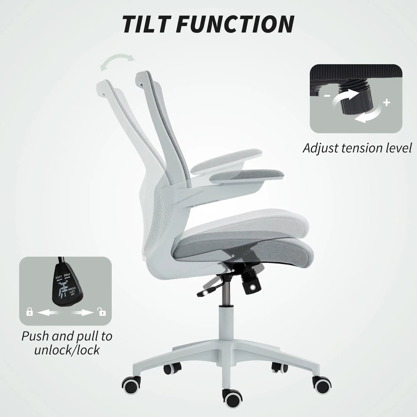 Ergonomic Office Chair, Adjustable Lumbar Support, Flip-Up Armrests, Grey Task Chairs at Gallery Canada