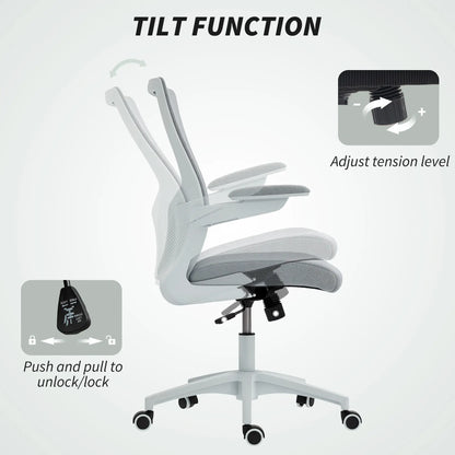 Ergonomic Office Chair, Adjustable Lumbar Support, Flip-Up Armrests, Grey Task Chairs at Gallery Canada