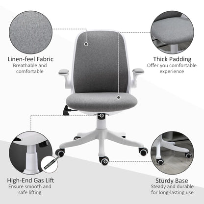 360° Swivel Office Chair, Adjustable Height, Flip-Up Arms, Grey Task Chairs at Gallery Canada