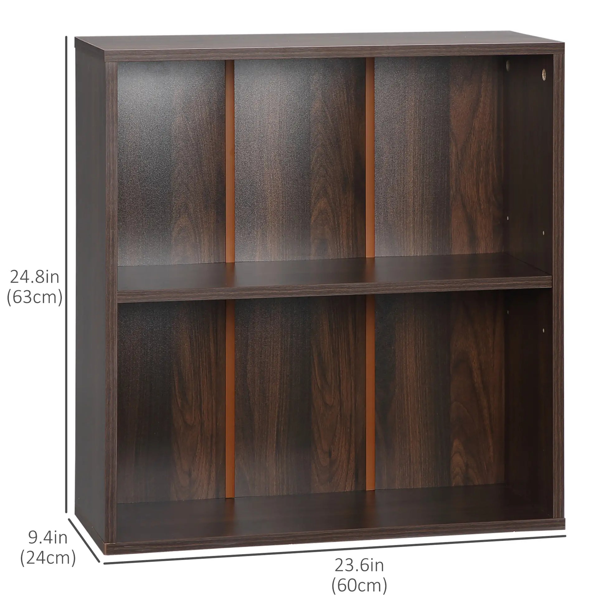 Small Wood Bookshelf, 2 Tier Storage Rack, Walnut Small Bookshelves at Gallery Canada