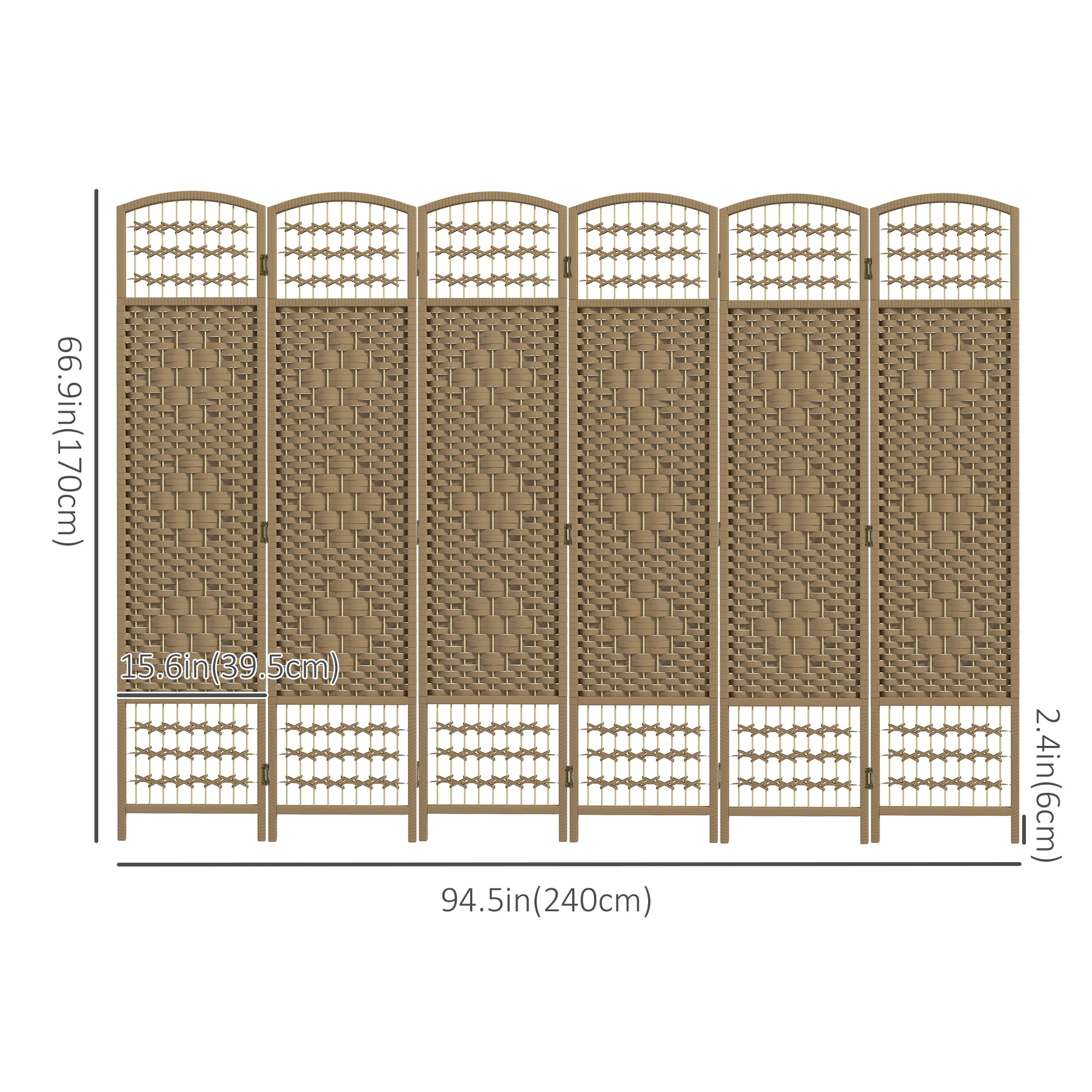 6 Panel Folding Room Divider, Portable Privacy Screen, Natural Room Dividers at Gallery Canada