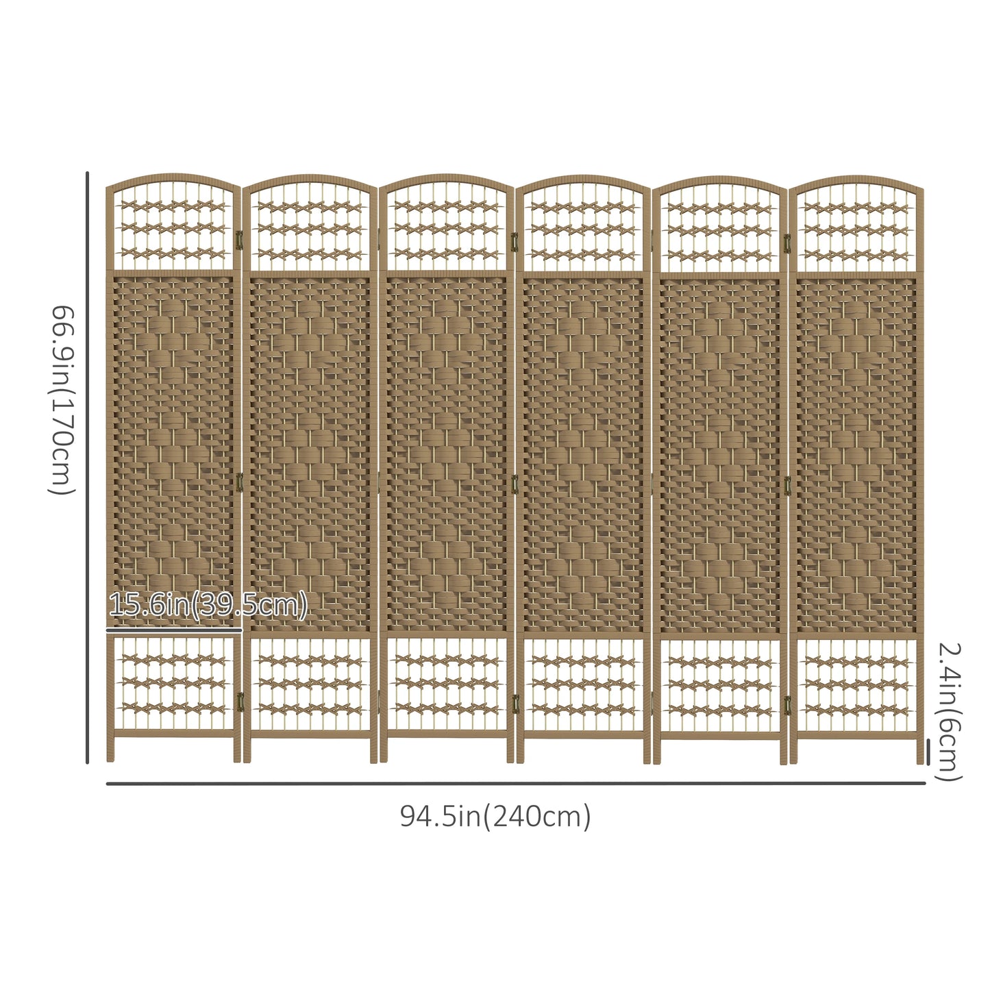 6 Panel Folding Room Divider, Portable Privacy Screen, Natural Room Dividers at Gallery Canada